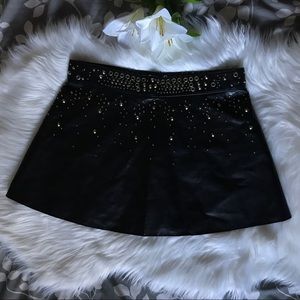 ZARA Black Pleather Studded Mini Skirt